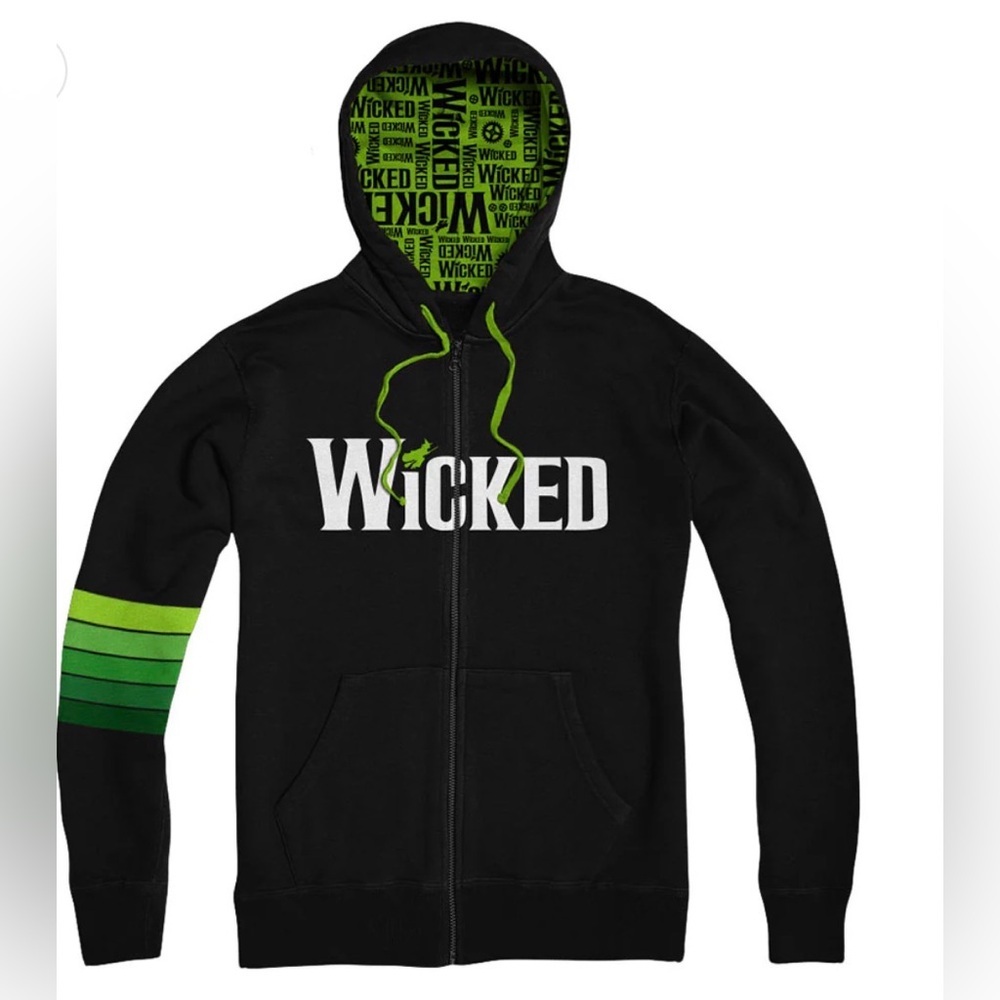 Wicked Black Unisex Stripe Logo Zip Hoodie size S